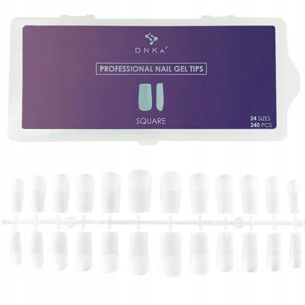 Tipsy tunelowe DNK'a Professional Nail Gel Tips Square 240szt